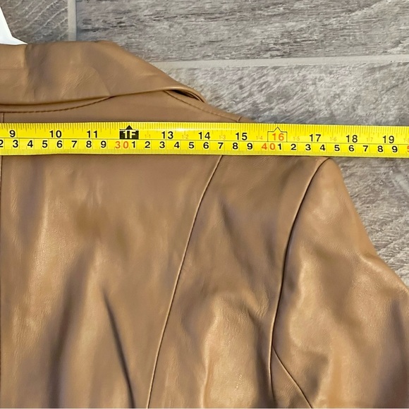 JLC New York Women’s Leather Jacket Blazer Size Small One Button Camel Brown - Picture 11 of 12